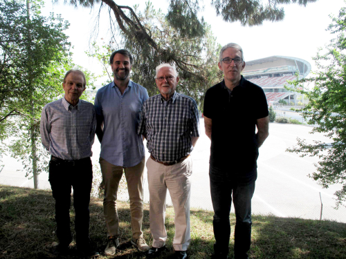 (d’esquerra a dreta):Josep Quitet (president  de la Creu Roja a Barcelona), Joan Fontserè (director general del Circuit de Barcelona-Catalunya), Antoni Aguilera (president de la Creu Roja a Catalunya) i Enric Morist (coordinador autonòmic de la Creu Roja).